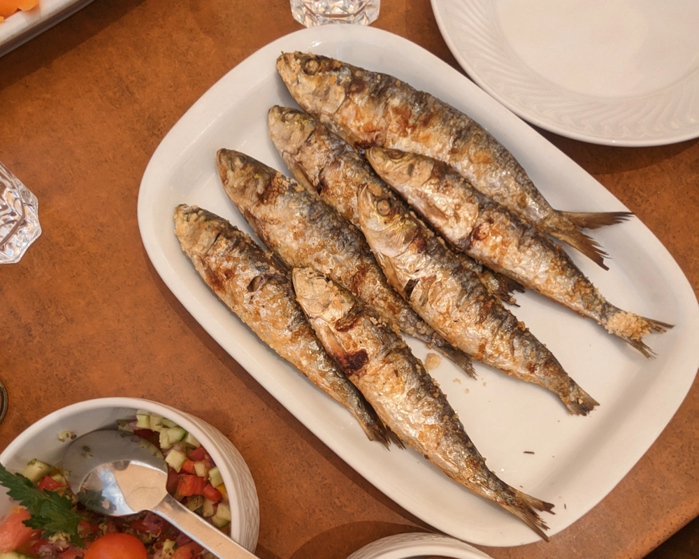 Sardines served at A Boneca restaurant in Carvoeiro