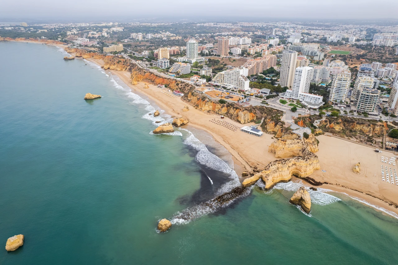 Portimao Beach and Skyline Aerial View