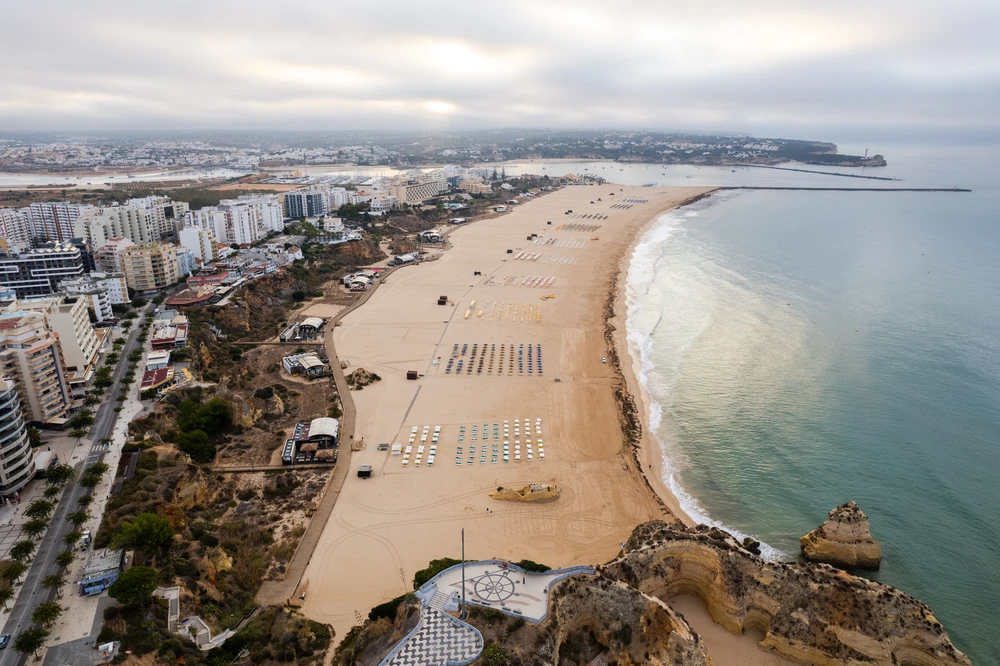 Drone view of Praia Da Rocha Beach